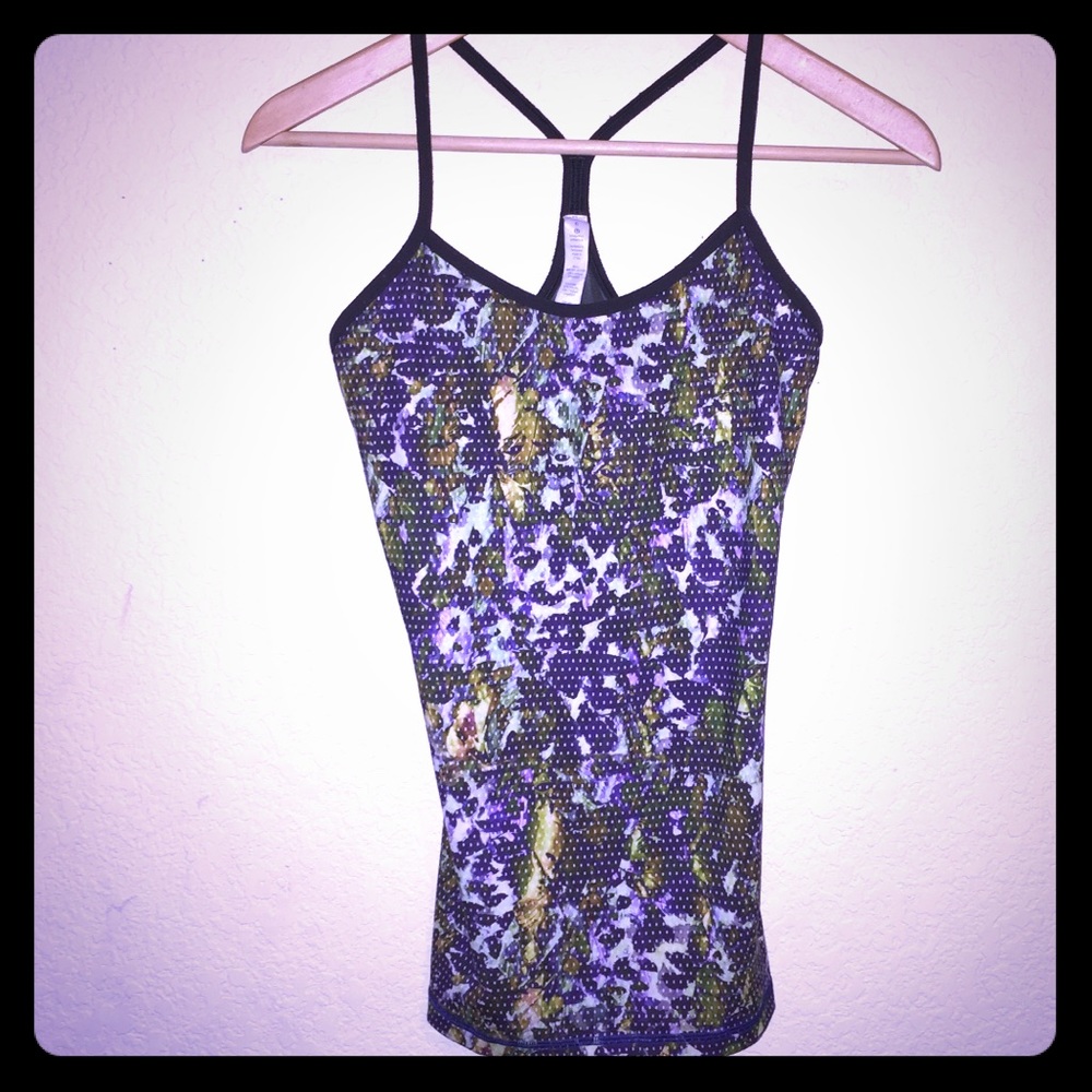 Lululemon Purple Black lime print racerback tank 6